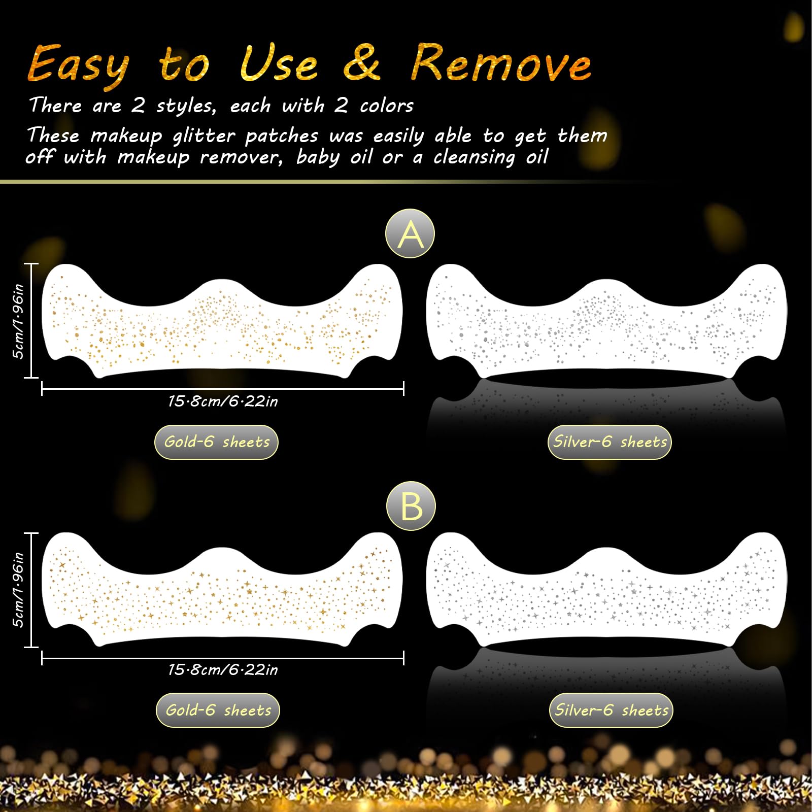 SOOVSY glitter freckles type B gold sheets add subtle shimmer all day