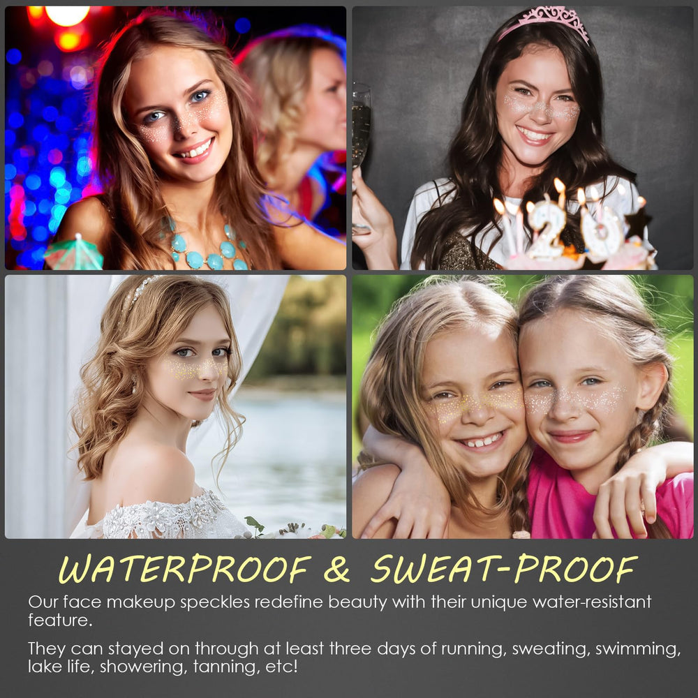 SOOVSY glitter freckles waterproof wear withstands sweat and water