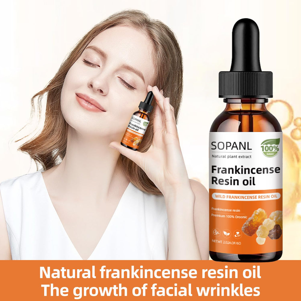 SOPANL Frankincense Resin Oil texture close-up reveals lightweight finish.