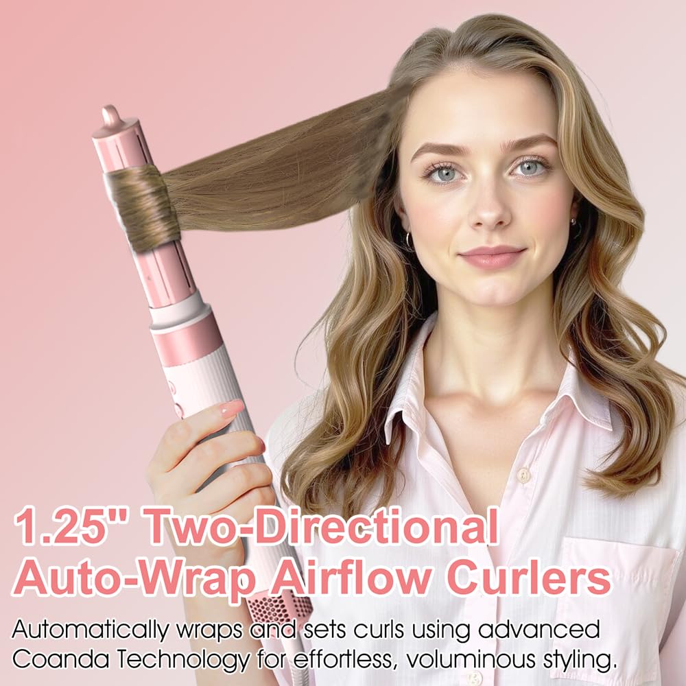 Sophinique 6-in-1 pink with left-rotating curling iron for creative curls