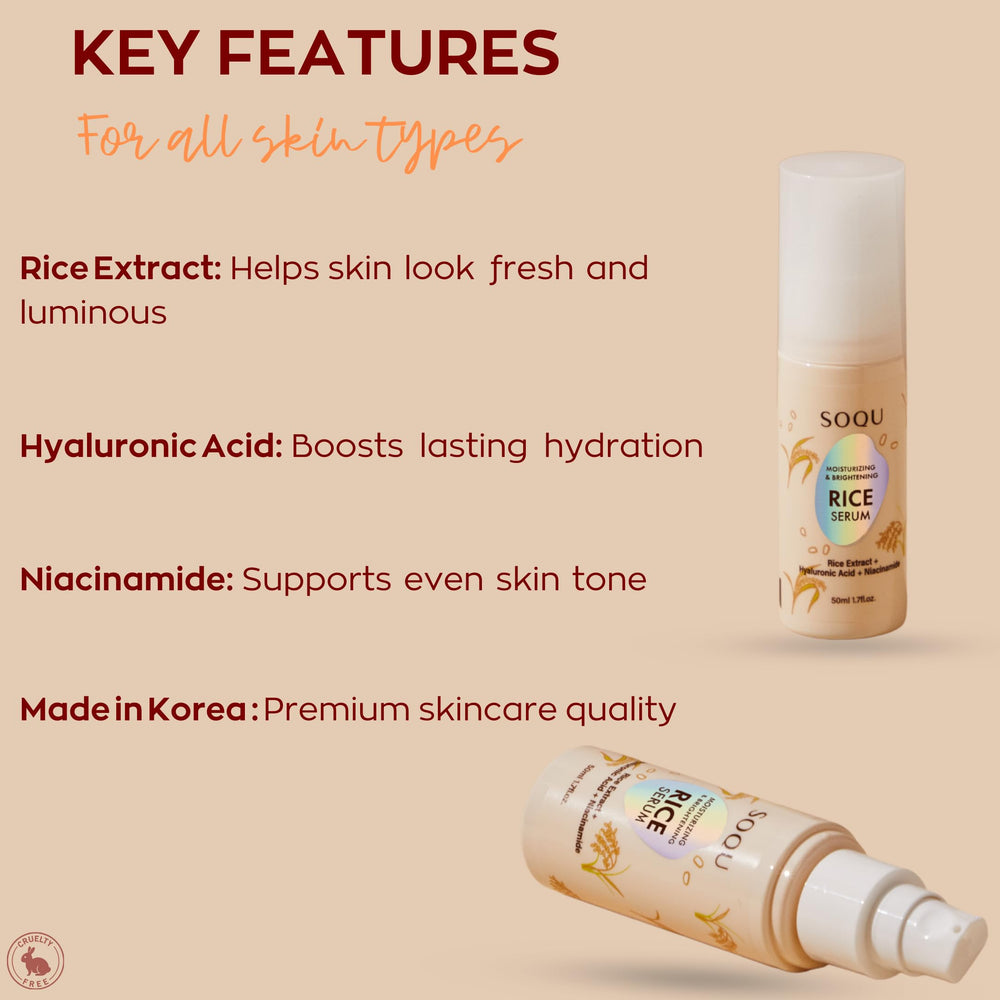 SOQU Niacinamide and hyaluronic acid serum for bright, hydrated skin