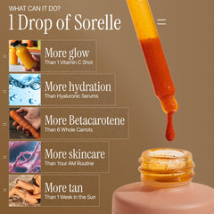 Sorelle Drops in a glass of water for a subtle tan.