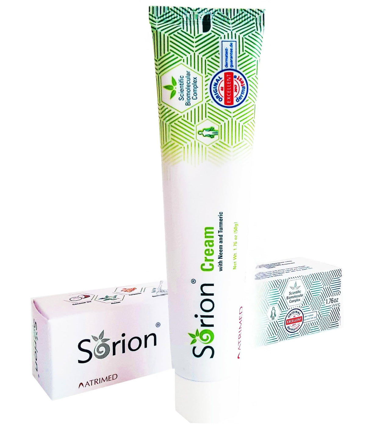 Sorion Cream bottle front view highlights a versatile moisturizer for daily skin care.