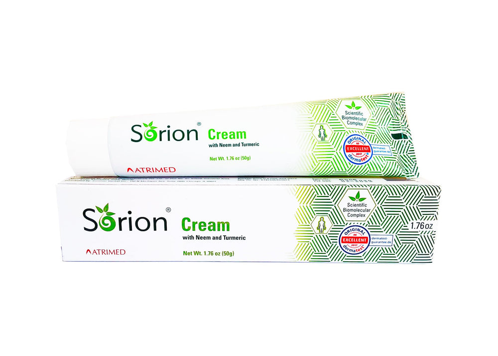 Sorion Cream jar top view showing rich texture and premium packaging.