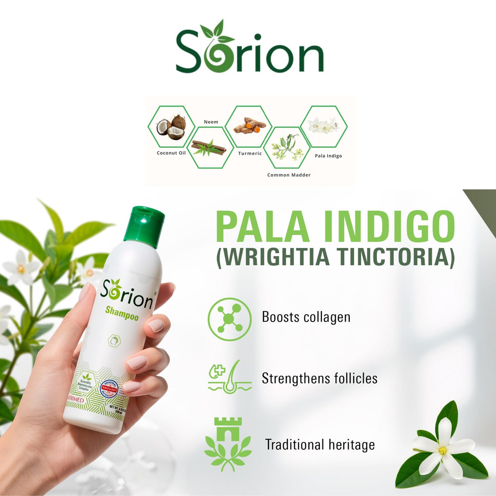 Sorion Shampoo calming scent bottle showcases relaxing daily ritual.