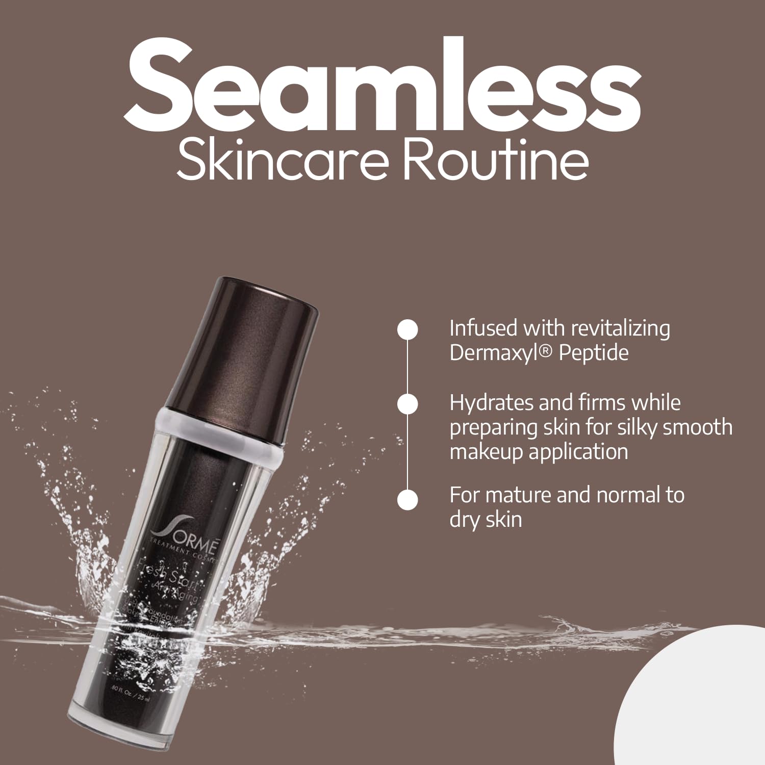 SORMÉ Fresh Start bottle with pump shows easy makeup prep