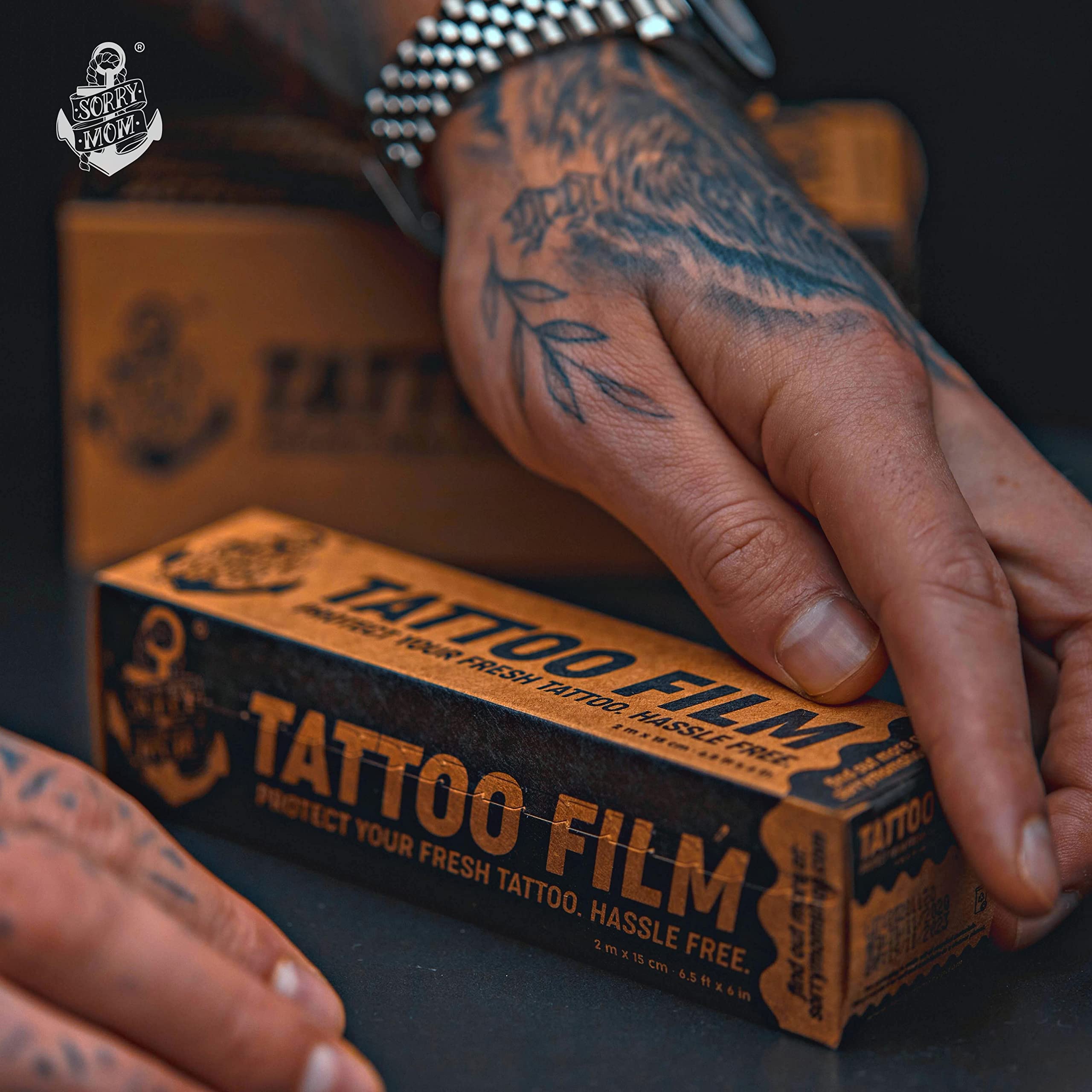 Sorry Mom 6.5ft film length offers extended coverage for larger tattoos.