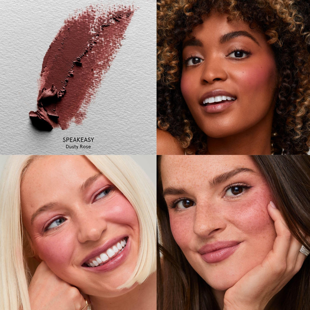 SOSHE blush on apples of cheeks creates a soft buildable flush