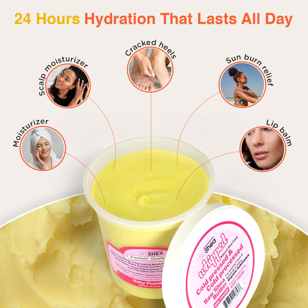 SoShea hair care butter conditions for soft, healthy-looking hair.
