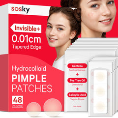 Sosky Pimple Patches shown on skin with invisible finish for discreet wear