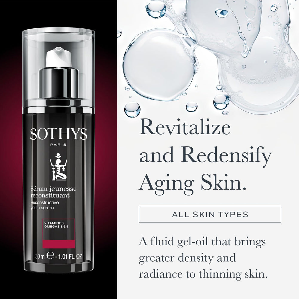 Close-up of SOTHYS Reconstructive Youth Serum texture showing gel-oil feel