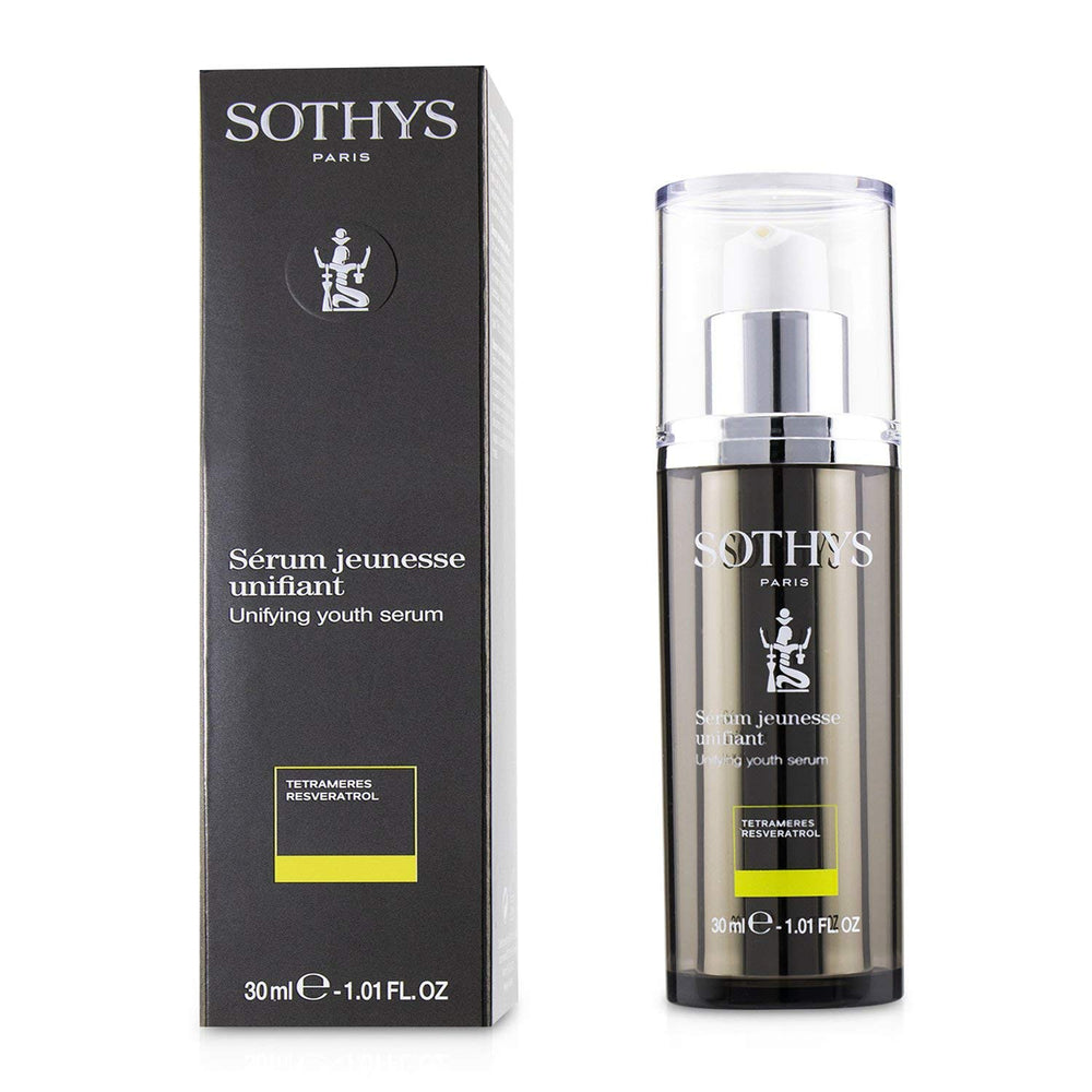SOTHYS Unifying Youth Serum even-toned skin close-up highlights color uniformity.
