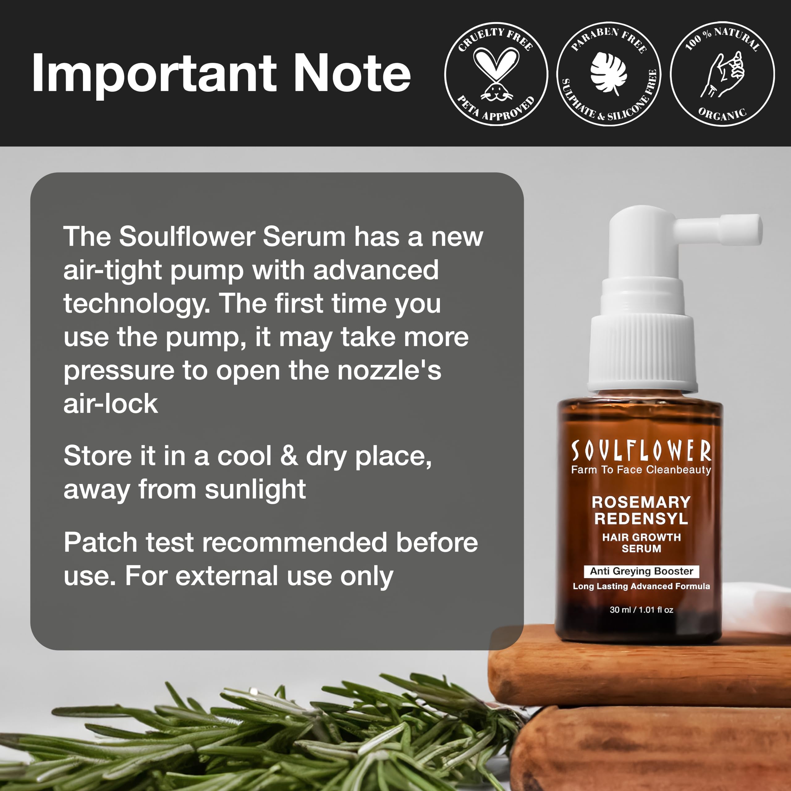 Strands appear fuller and healthier after consistent use with Soulflower serum.