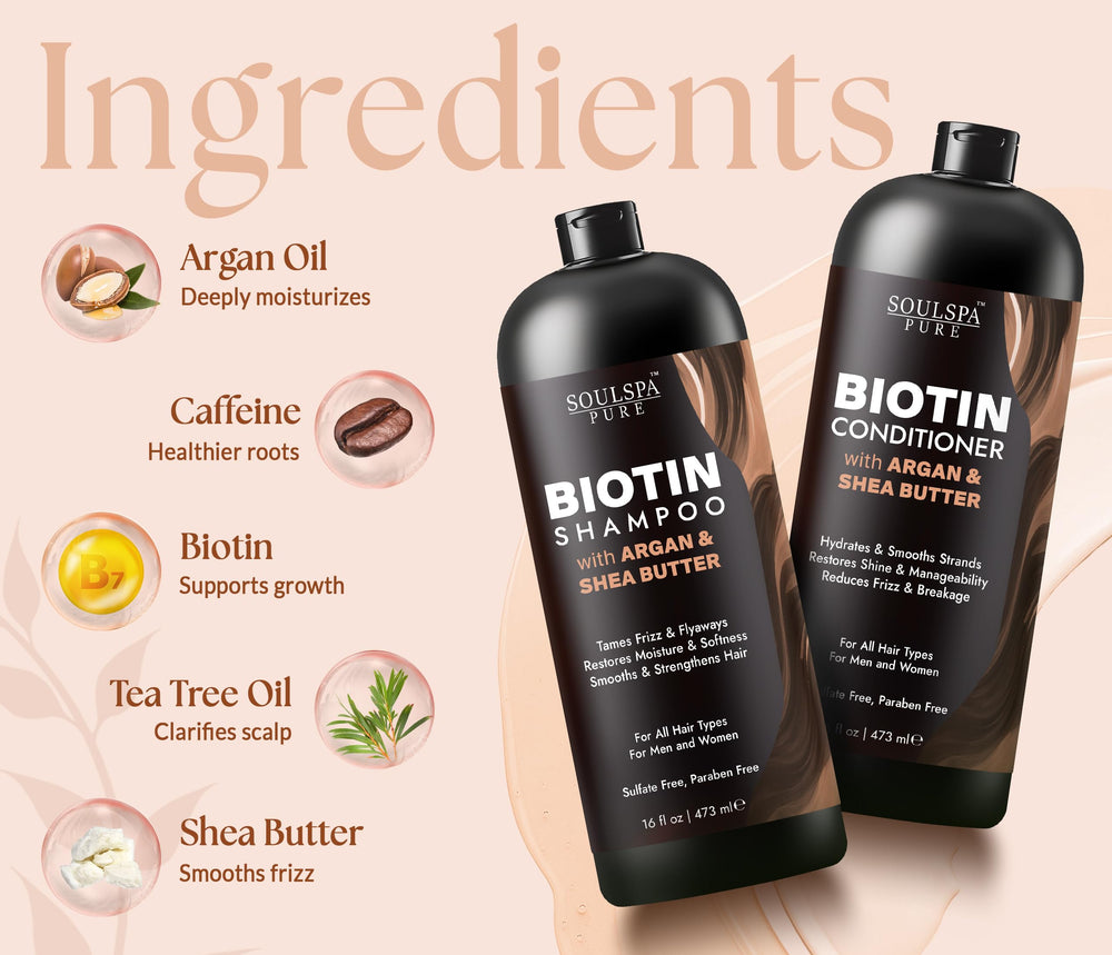 SOULSPA PURE Biotin Conditioner pump for quick conditioning.