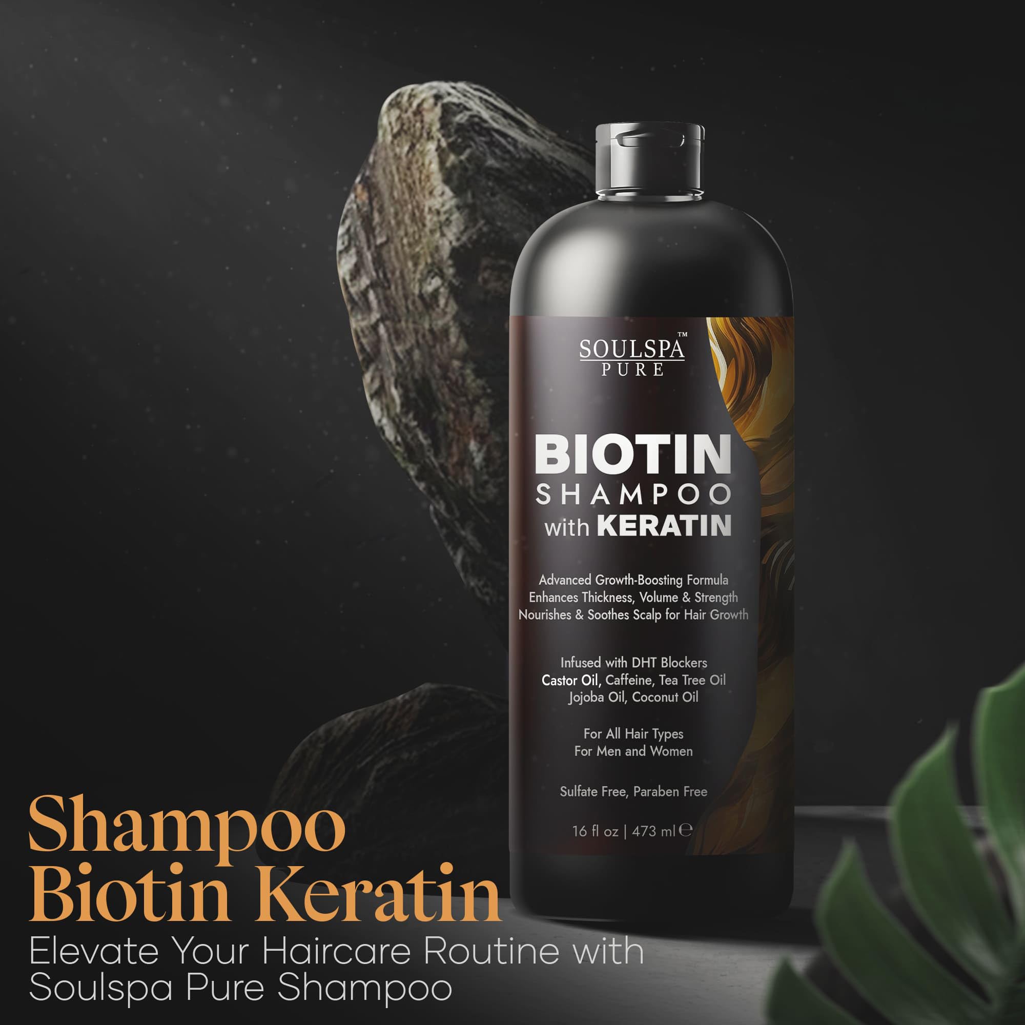SOULSPA PURE Biotin Shampoo being applied for even cleansing