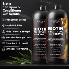 SOULSPA PURE Biotin Shampoo lather close-up emphasizes refreshing, spa-like wash.