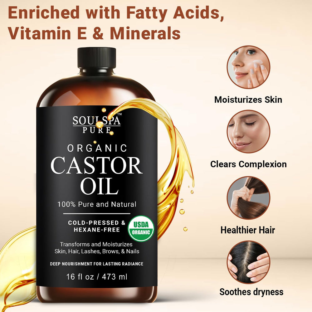 SoulSpa Pure castor oil for face and skin hydrates dry areas