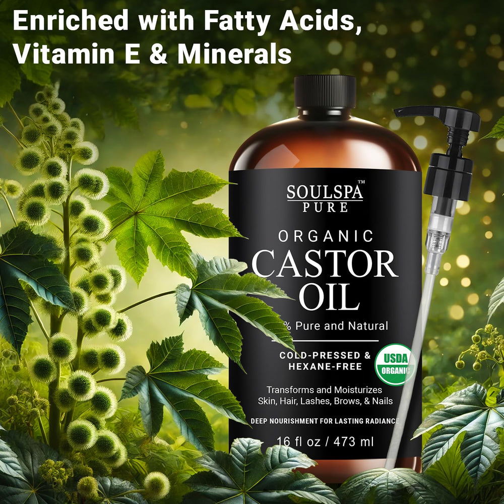 SoulSpa Pure castor oil for hair growth nourishes scalp and adds shine