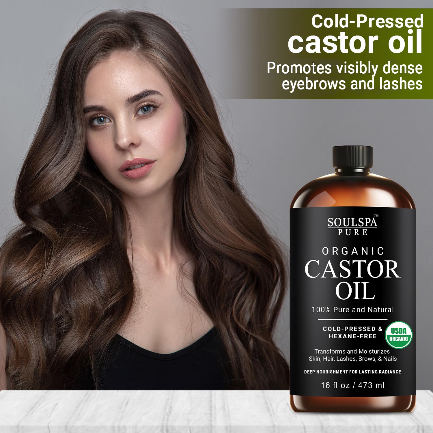 SoulSpa Pure castor oil for lashes and brows conditions nightly
