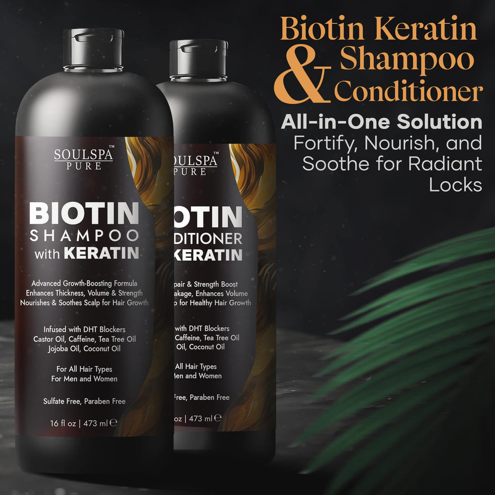 SOULSPA PURE Shampoo and Conditioner set on bathroom shelf conveys premium care.