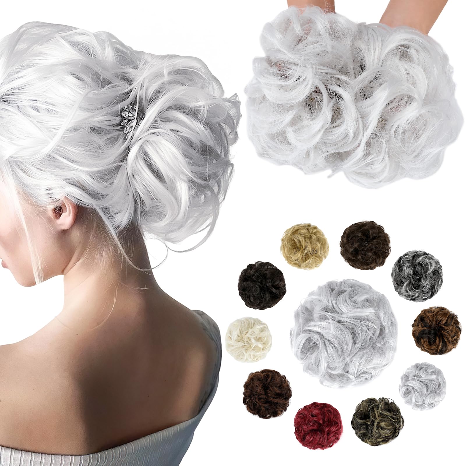 Soulwigger Messy Bun Hair Piece with wavy texture blends naturally for a quick, full updo.