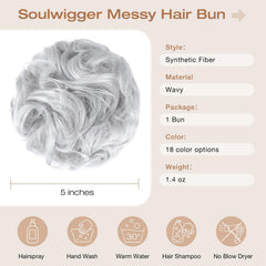 Soulwigger Silver Grey messy bun adds volume and polish for daily wear or special occasions.