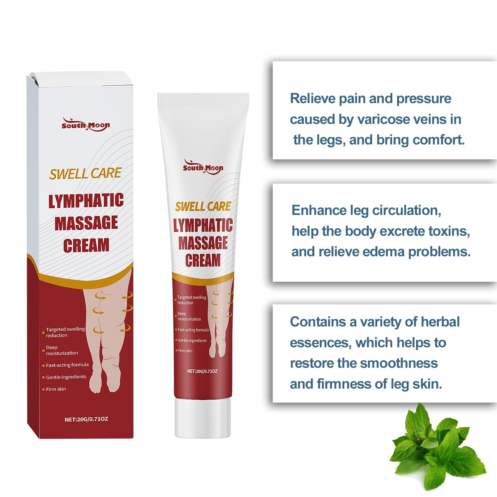 South Moon Swell Care applied to legs to relieve minor swelling and discomfort