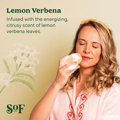 Coconut oil and shea butter ingredients visible, signaling soft, hydrated skin.