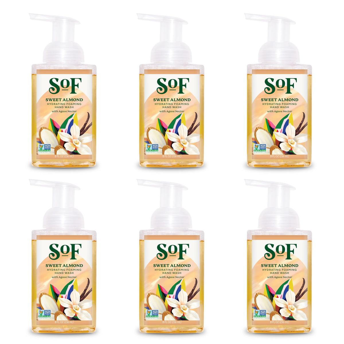 South Of France SoF hydrating foaming hand wash bottle with rich lather for refreshed hands.