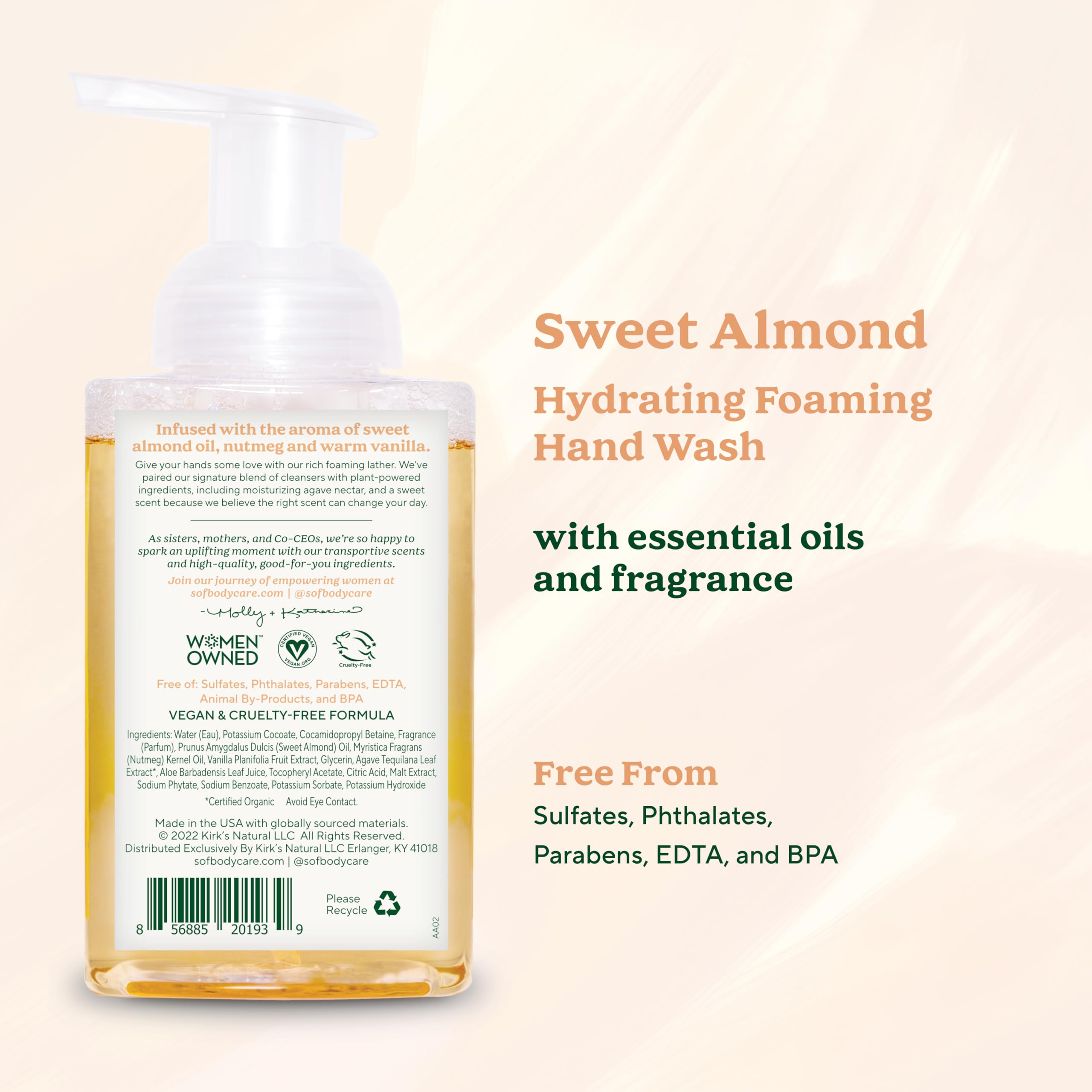 South Of France SoF hydrating foaming hand wash lather close-up shows creamy foam and moisture.