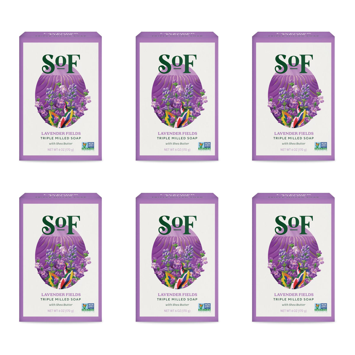 South Of France Lavender Fields bar soap with lavender scent for daily cleansing.