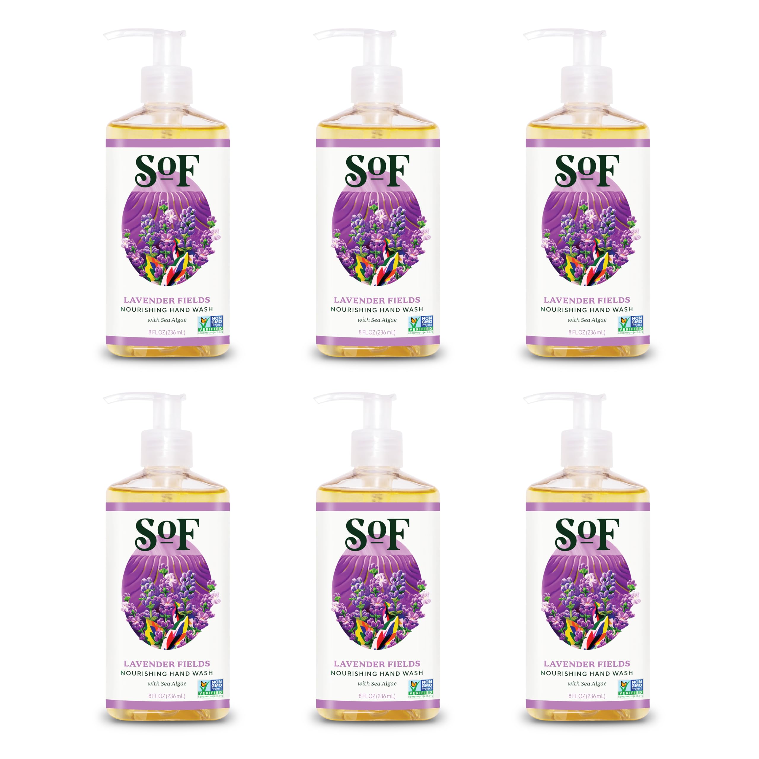 South Of France SoF Nourishing Hand Wash Lavender Fields bottle - calming scent and moisturizing action