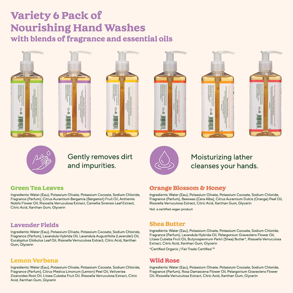 SoF Nourishing Hand Wash label highlights vegan and non-GMO credentials.