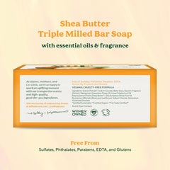 South Of France SoF shea butter soap closeup shows organic moisture benefits.