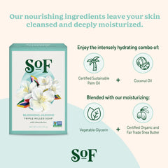 This vegan, cruelty-free soap carries certifications supporting ethical skincare.