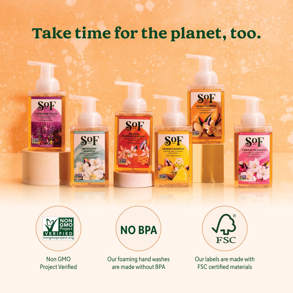 South Of France SoF vegan cruelty-free symbol highlights ethical care.