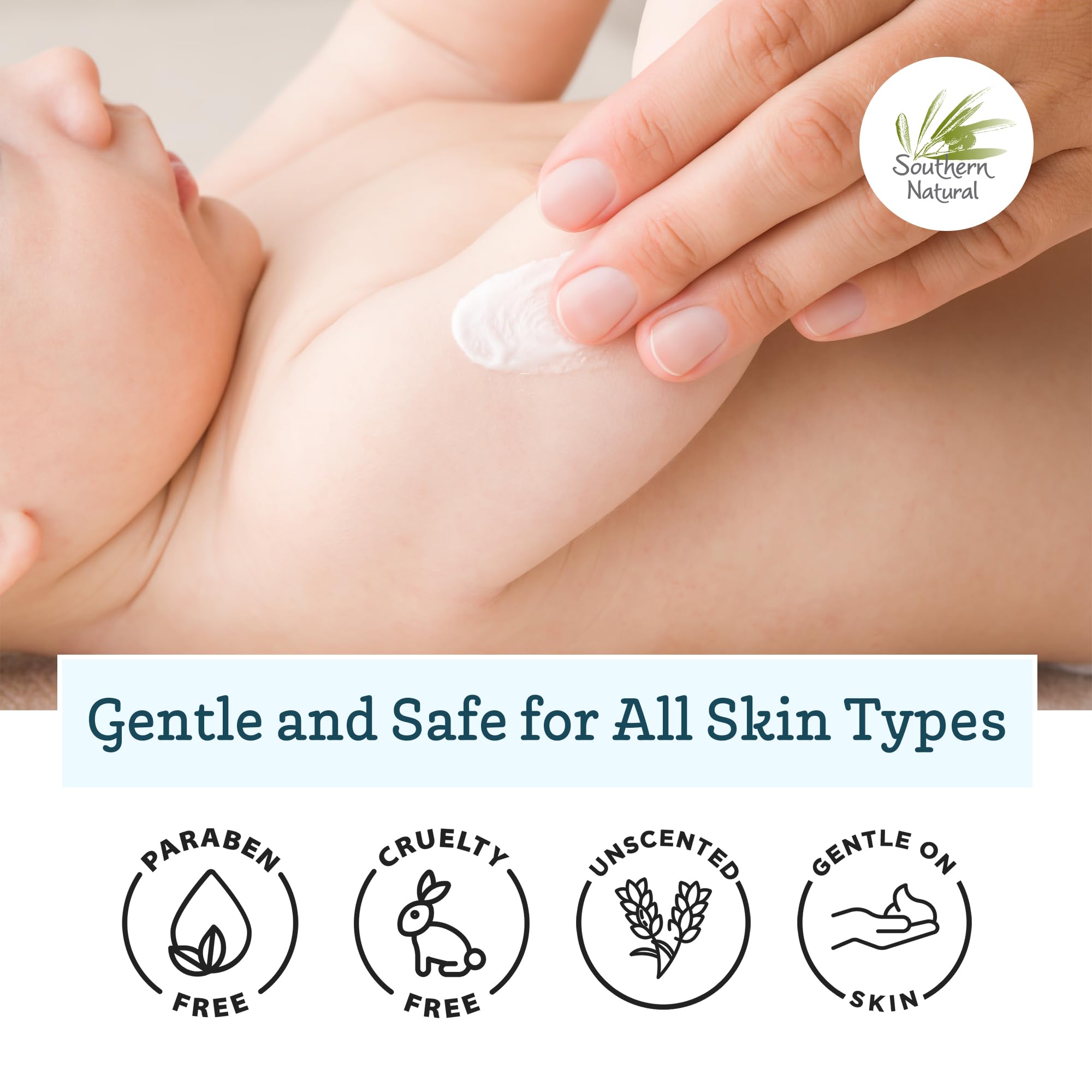 Face with moisturized, soft skin after using Southern Natural Goat Milk Lotion.