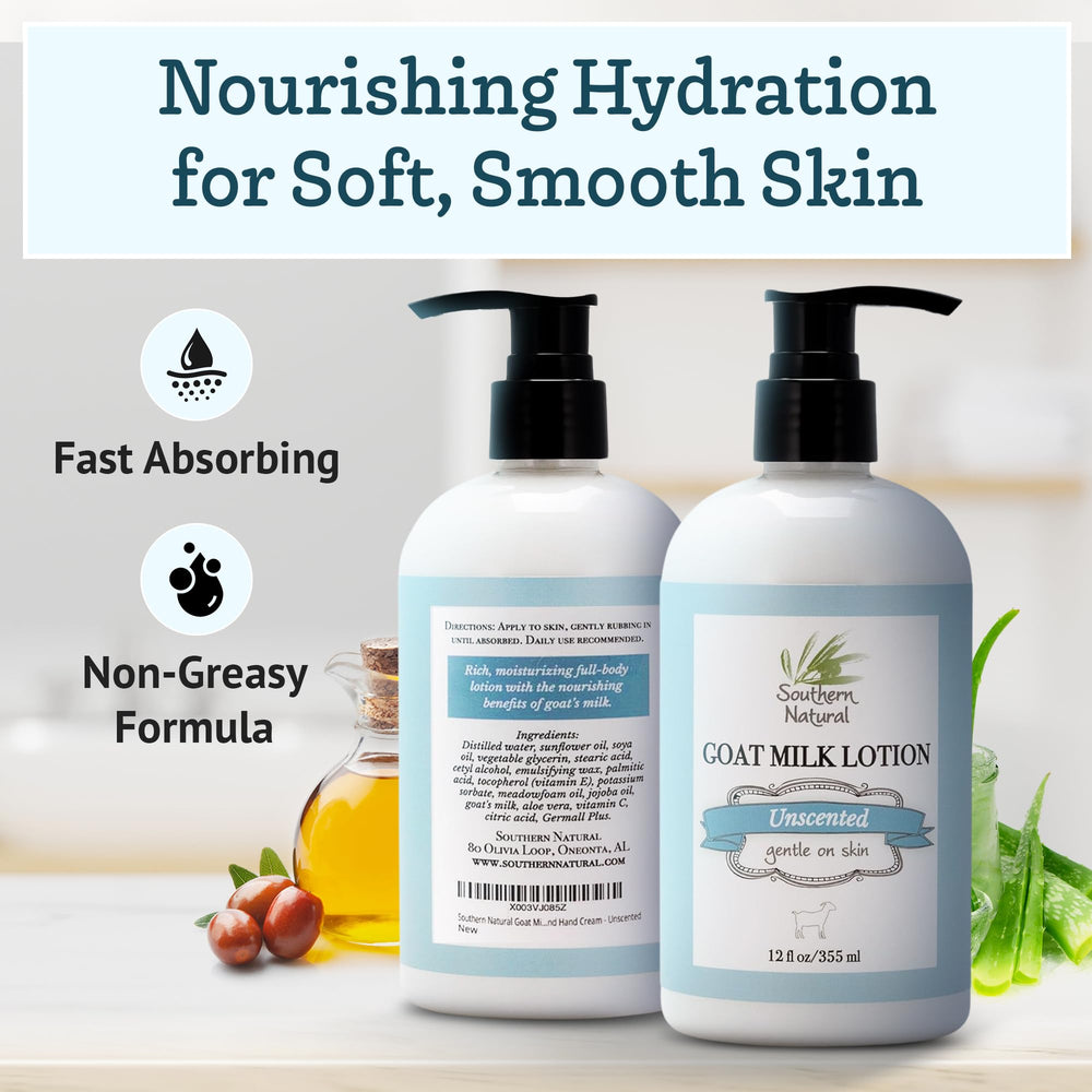 Close-up of lotion texture highlighting quick-absorption and non-greasy finish.
