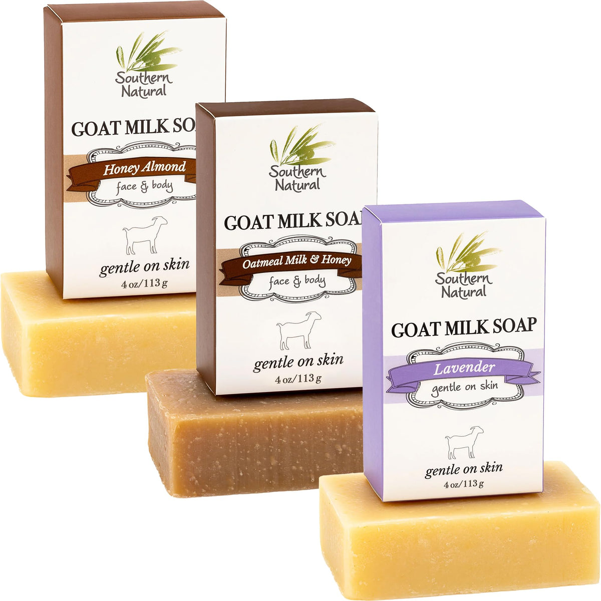 Southern Natural goat milk soap bar with oatmeal milk & honey for soft, hydrated skin