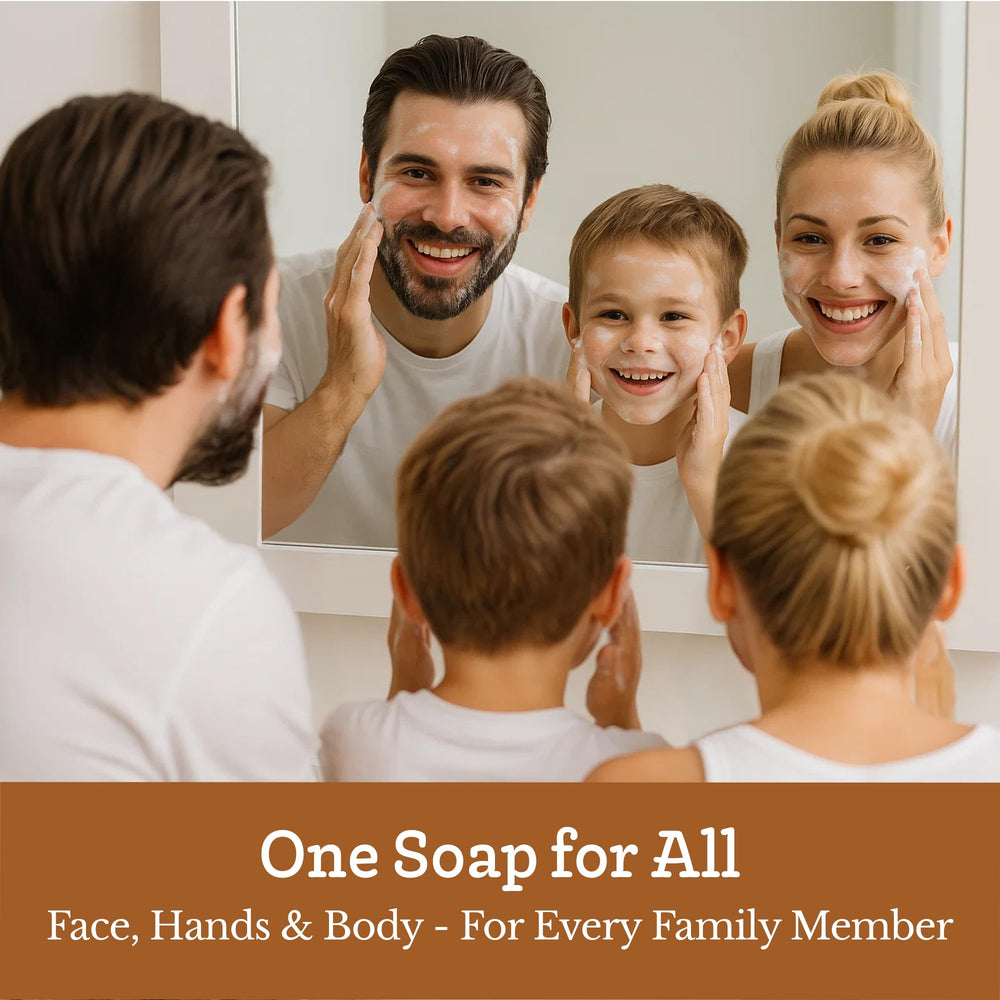 Southern Natural natural oils and goat milk on label, highlighting gentle, skin-friendly ingredients.