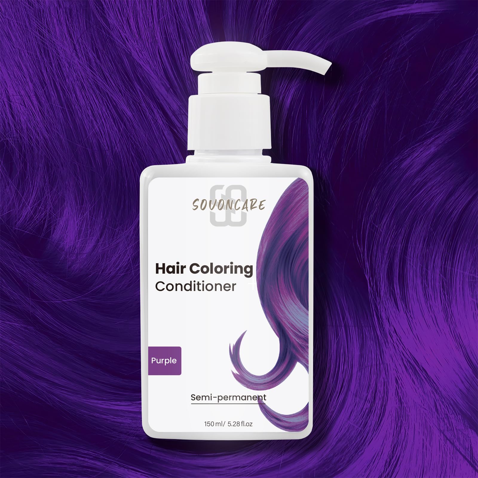 SOVONCARE purple conditioner being applied with gloves for at-home tint.
