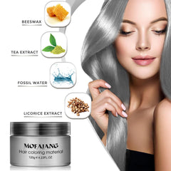 SOVONCARE Sliver Gray wax applied on hair to create a temporary color effect.