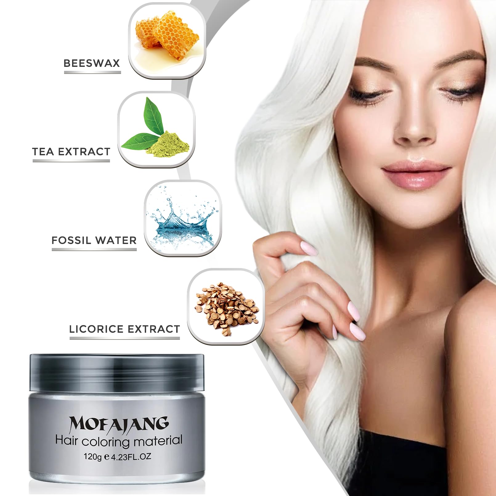 SOVONCARE White Temporary Hair Color Wax closeup highlights creamy texture for smooth color application