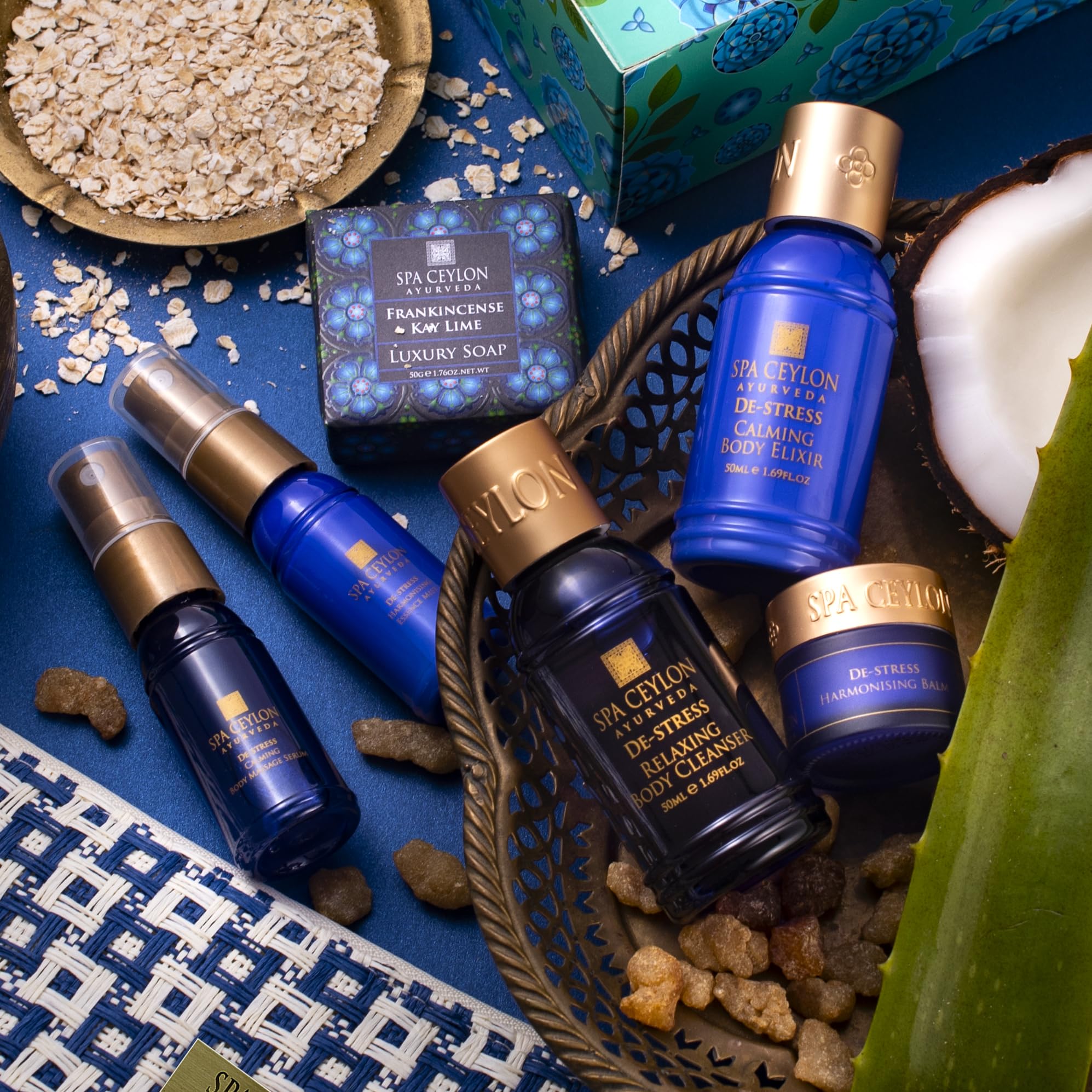 SPA CEYLON De-stress Calming Body Elixir bottle for nourishing skin and calm mood