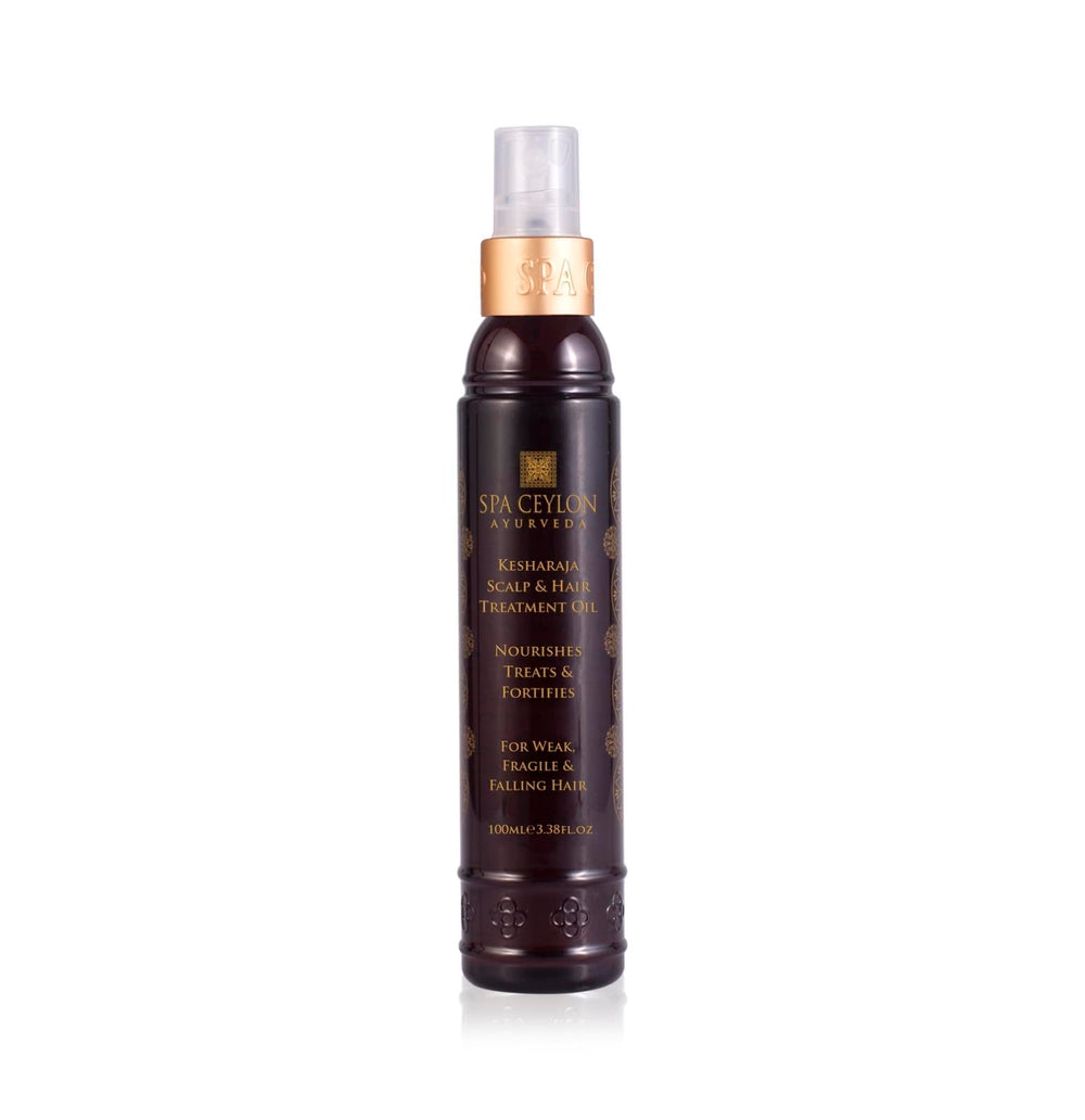 SPA CEYLON Kesharaja scalp oil bottle showing soothing hydration for the scalp