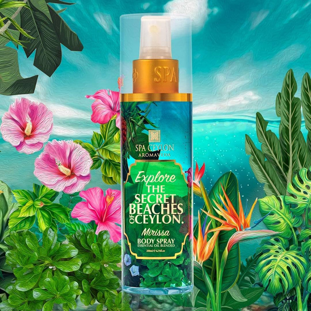 SPA CEYLON Mirissa packaging with floral motifs for premium tropical vibe