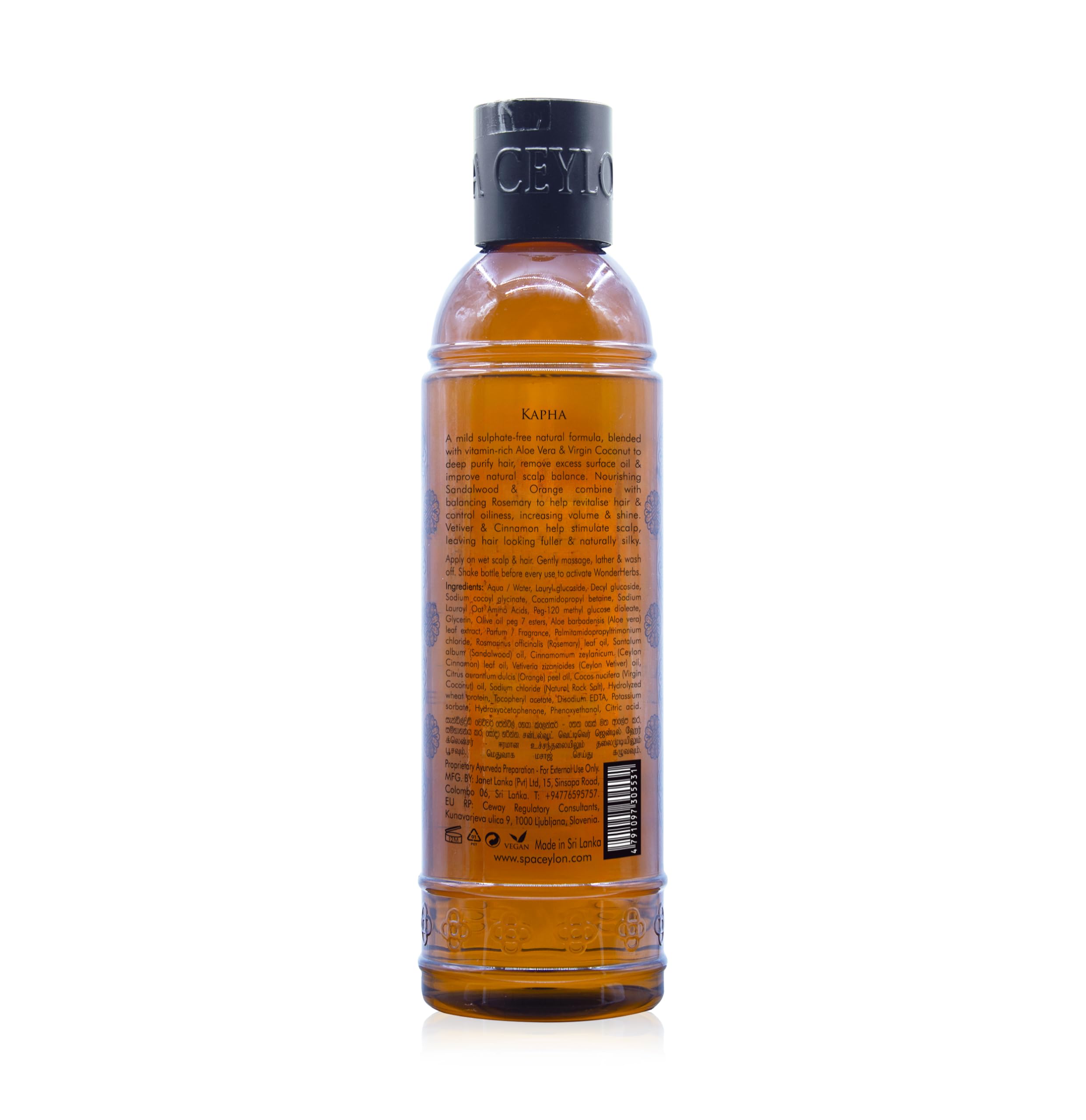 SPA CEYLON Sandalwood Vetiver Gentle Cleanser shampoo lather highlights oil control and fresh feel.