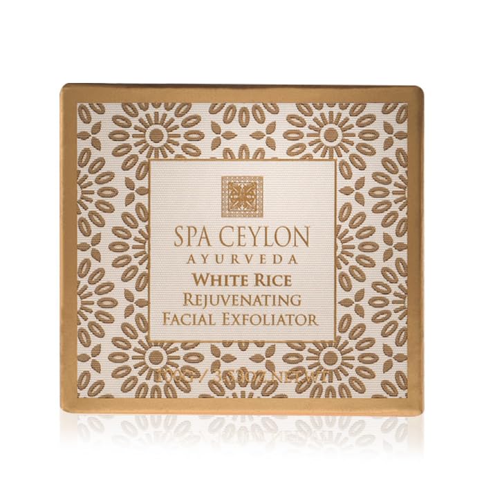 Texture closeup of SPA CEYLON White Rice Exfoliator showing natural grains for mild exfoliation