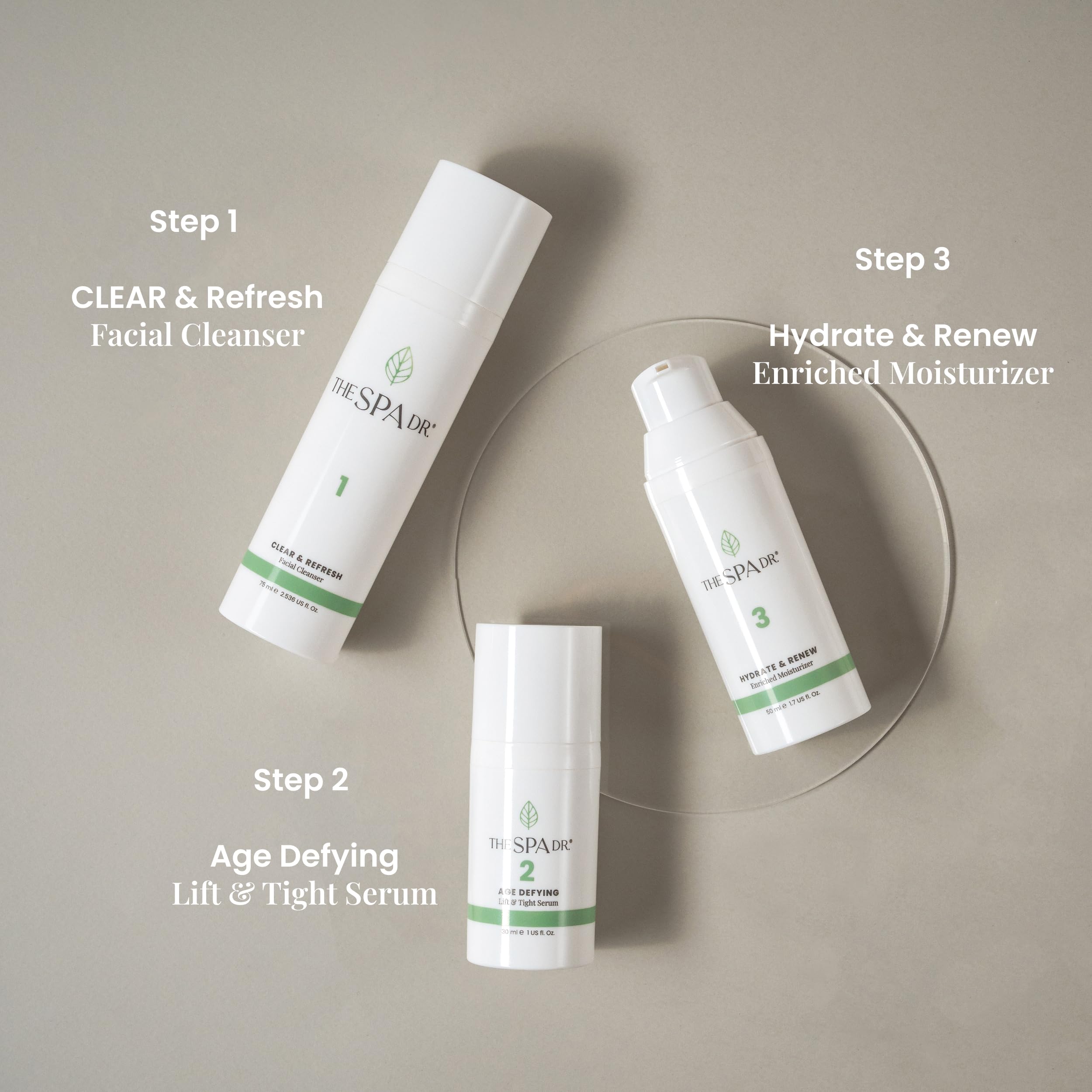 The Spa Dr. hyaluronic-acid hydration scene suggests soothing moisture and plumpness.