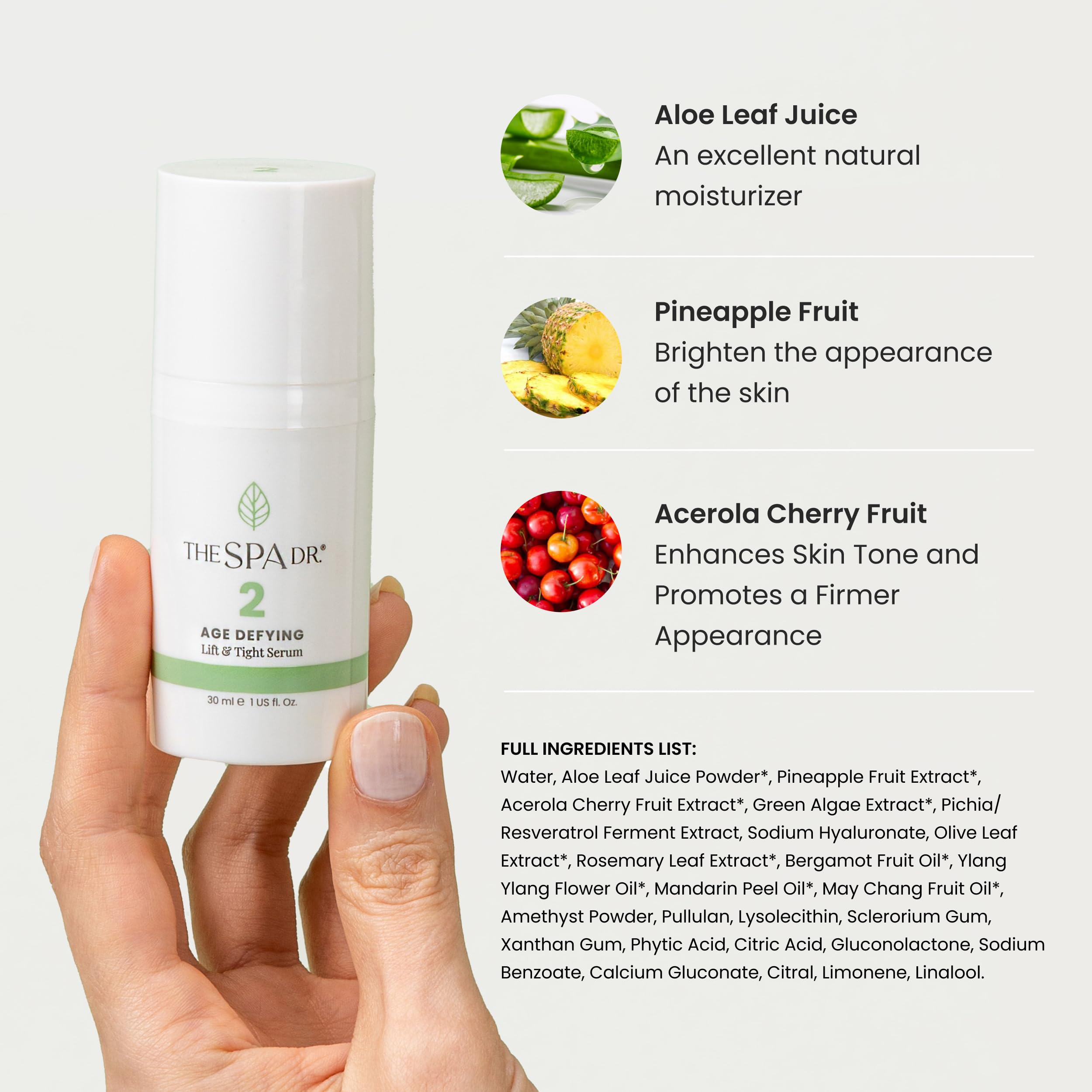 The Spa Dr. resveratrol-chlorella ingredients image highlights antioxidant-rich formula.